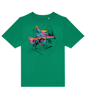 Unicorn Party Cat - Detské tričko B&C - Irish green - Predné