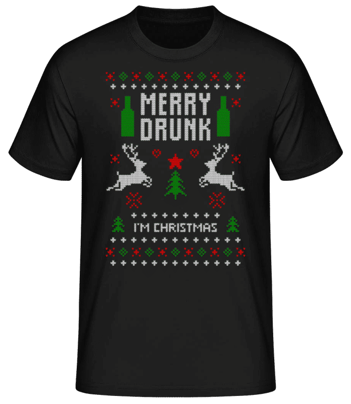 Preview: Merry Drunk I Am  Christmas - Men's Basic T-Shirt - Black - Front