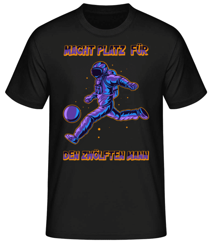 Vorschau: Fußball Platz Für Den Zwölften Mann - Männer Basic T-Shirt - Schwarz - Vorne