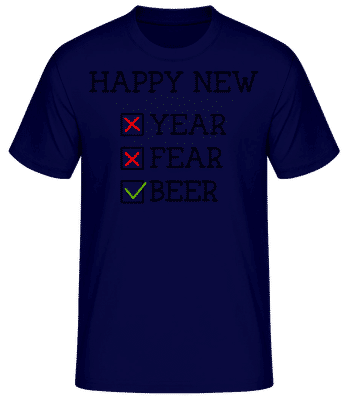 Happy New Year Fear Beer - Men's Basic T-Shirt - Navy - Front