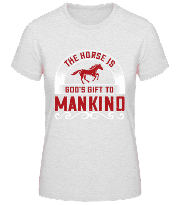 The Horse Is God's Gift To Mankind - Dámske basic tričko - Melírovo šedá - Predné
