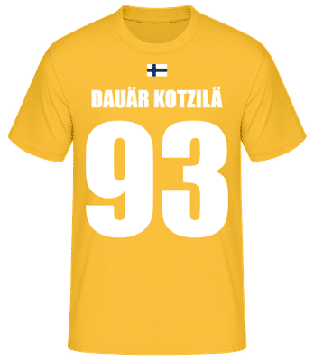 Finnland Fußball Trikot Dauär Kotzilä - Männer Basic T-Shirt - Goldgelb - Vorne