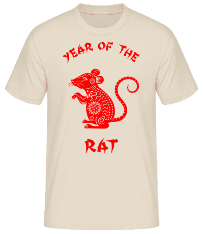 Vista previa: Chinese Zodiac Year Of The Rat - Camiseta básica para hombre - Crema - delante