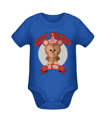 Happy Birthday To You Monkey - Organic Baby Body - Royal blue - Front