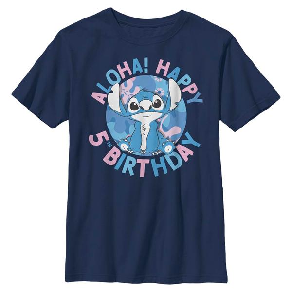 Preview: Disney Classics - Lilo & Stitch - Stitch 5th Birthday - Birthday - Kids T-Shirt - Navy - Front