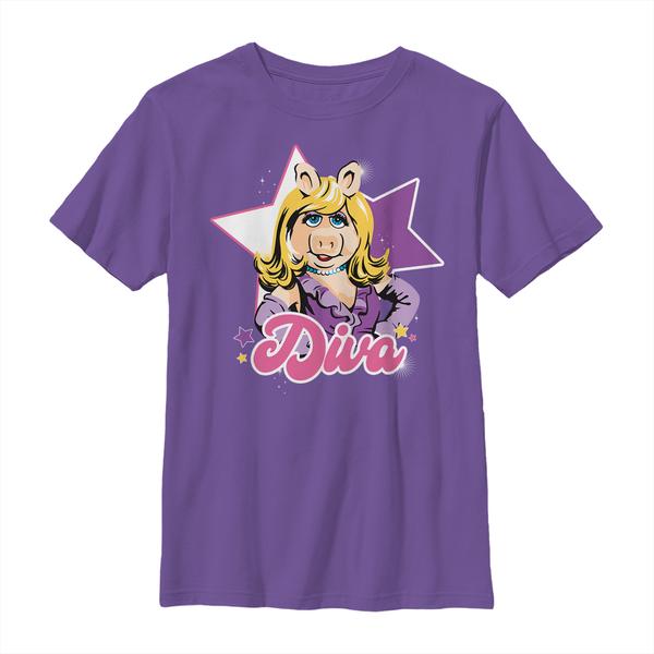 Aperçu: Disney Classics - Muppet Show - Miss Piggy Diva Piggy - Enfant T-shirt - Pourpre - Devant
