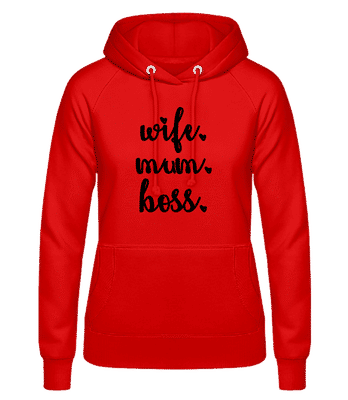 Motif Wife Mum Boss - Women's Hoodie - Red - Front