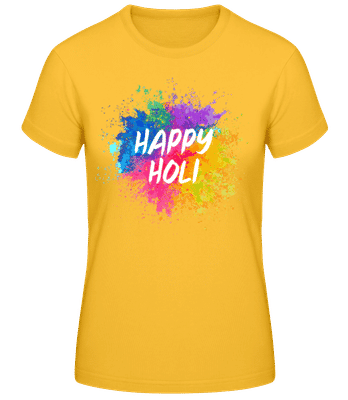 Happy Holi Color Splash - Frauen Basic T-Shirt - Goldgelb - Vorne