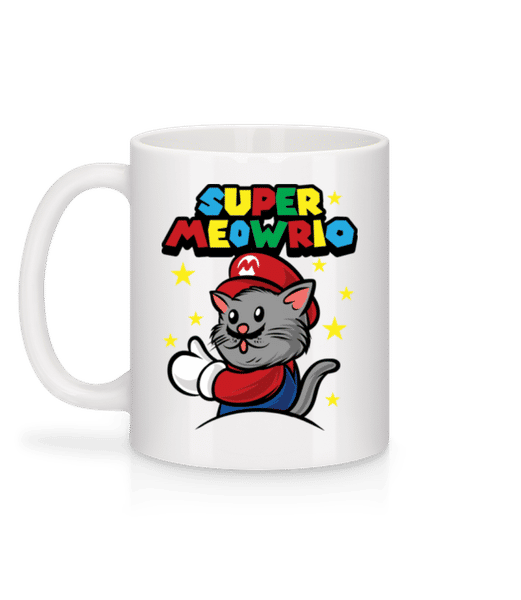 Super Meowrio - Mug en céramique blanc - Blanc - Derrière