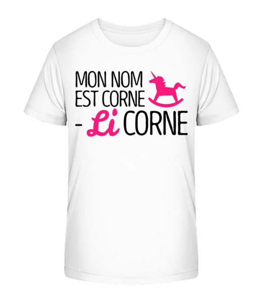 Aperçu: Mon Nom Est Corne, Li Corne - T-shirt bio Enfant Stanley Stella 2.0 - Blanc - Devant