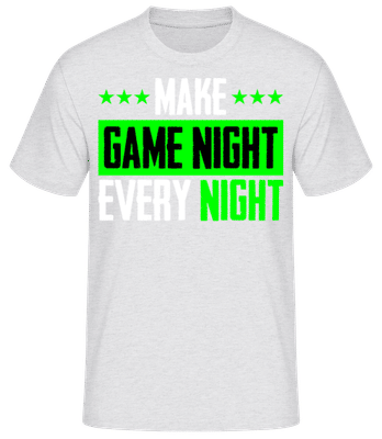 Make Every Night Game Night - Camiseta básica para hombre - Gris moteado - delante