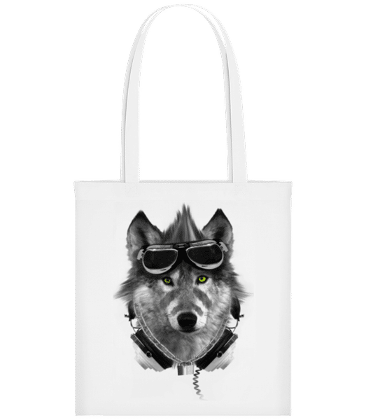 Biker Wolf - Tote Bag - White - Front