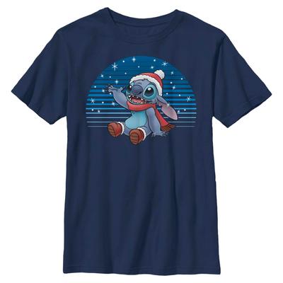 Disney Classics - Lilo & Stitch - Lilo & Stitch Snowing Stitch - Christmas - Kids T-Shirt - Navy - Front