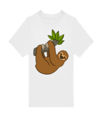 Faultier Hängt Am Ast - Kinder T-Shirt B&C - Weiß - Vorne