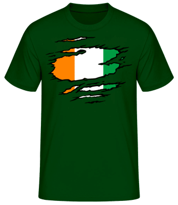 Zerrissene Fahne Elfenbeinküste - Männer T-Shirt B&C - Flaschengrün - Vorne