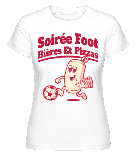 Aperçu: Soirée Foot Bières Et Pizzas -  T-shirt Shirtinator femme - Blanc - Devant