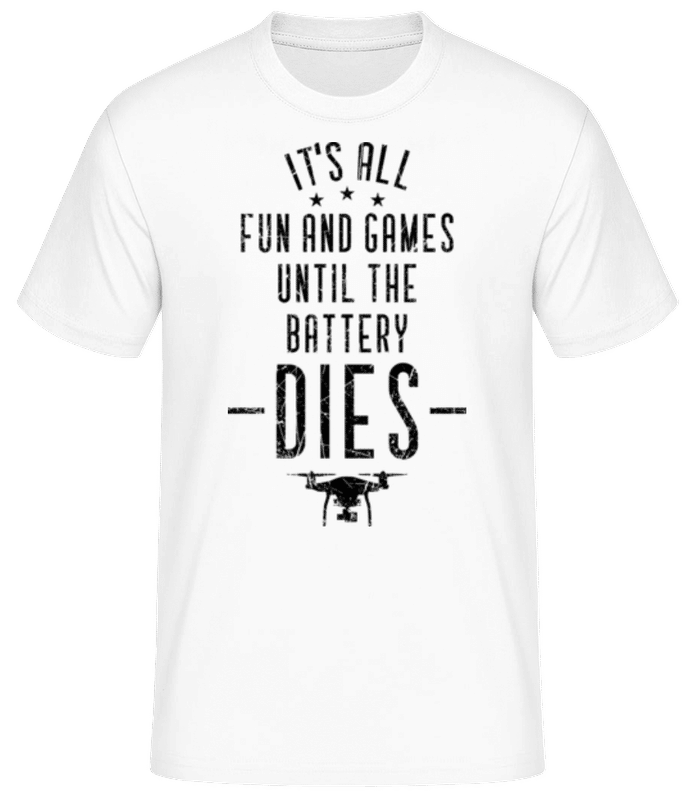 Vista previa: When The Drone Battery Dies - Camiseta básica para hombre - Blanco - delante