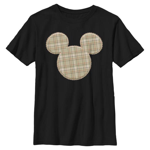 Aperçu: Disney - Mickey Mouse - Mickey Plaid Patch - Enfant T-shirt - Noir - Devant