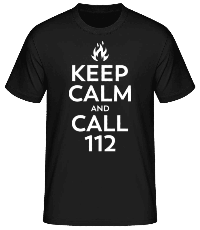 Vorschau: Keep Calm And Call 112 - Männer Basic T-Shirt - Schwarz - Vorne