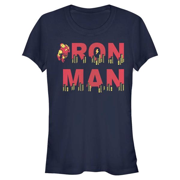 Aperçu: Marvel - Avengers - Iron Man Halftone Ironman - Femme T-shirt - Bleu marine - Devant