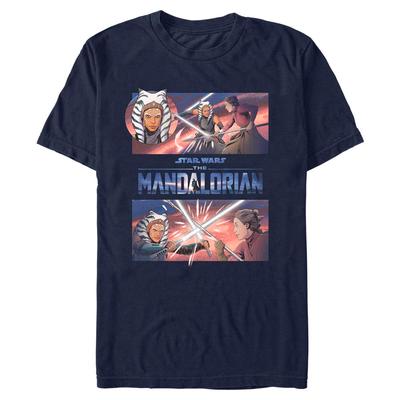 Star Wars - The Mandalorian - Skupina Clash With Ahsoka - Men's T-Shirt - Navy - Front