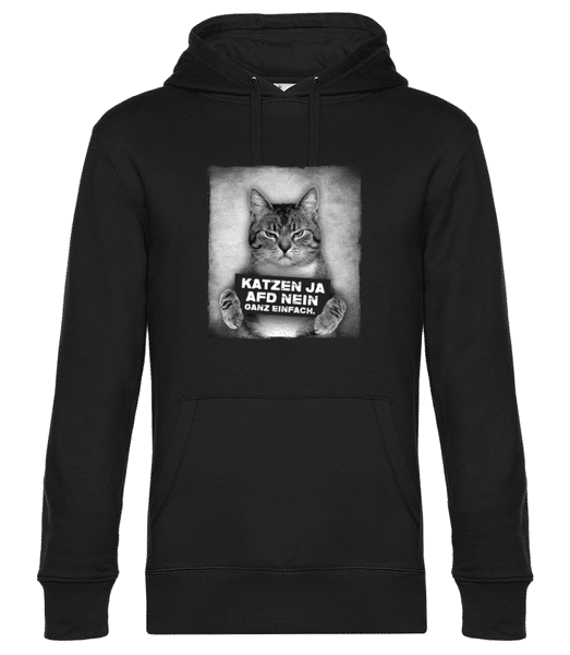 Vorschau: Katzen Ja Afd Nein - Unisex Premium Hoodie - Schwarz - Vorne