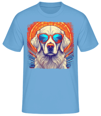 Zlatý Retriever Hippie Vzhľad - Pánske basic tričko - Svetlo modrá - Predné