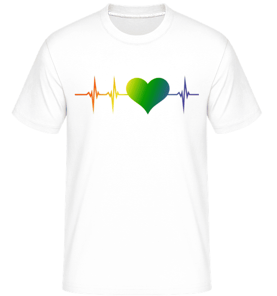 Aperçu: Battement de cœur LGBTQ -  T-Shirt Shirtinator homme - Blanc - Devant