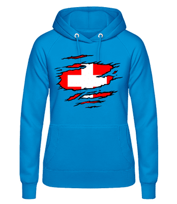 Ripped Flag Switzerland - Women's Hoodie - Light blue - Front