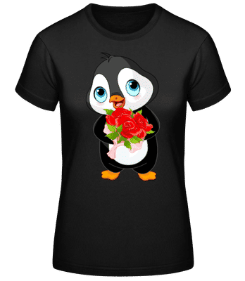 Cute Love Penguin - Frauen Basic T-Shirt - Schwarz - Vorne
