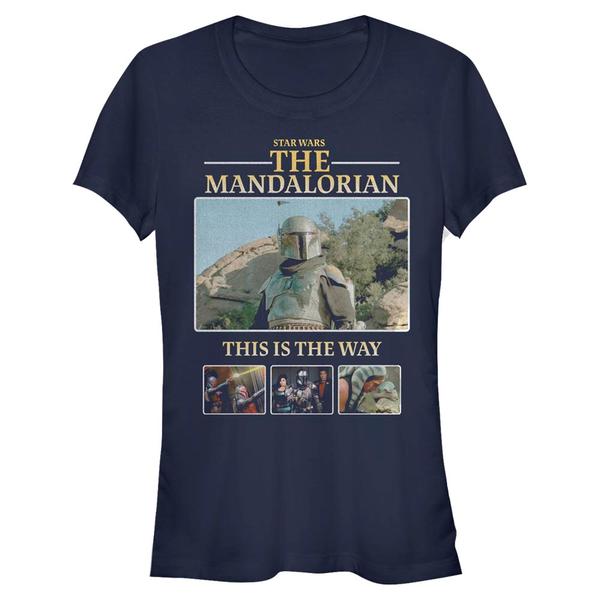 Aperçu: Star Wars - The Mandalorian - Skupina MandoMon Epi6 United Against - Femme T-shirt - Bleu marine - Devant