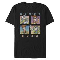 Disney - Toy Story - Woody & Buzz Pastel Foursquare - Men's T-Shirt - Black - Front
