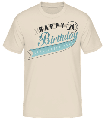 Happy 20 Birthday - Männer Basic T-Shirt - Creme - Vorne