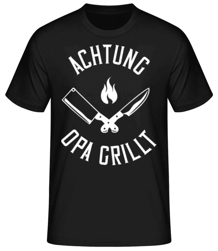 Vorschau: Achtung Opa Grillt weiß - Männer Basic T-Shirt - Schwarz - Vorne
