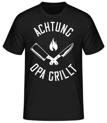 Achtung Opa Grillt weiß - Männer Basic T-Shirt - Schwarz - Vorne