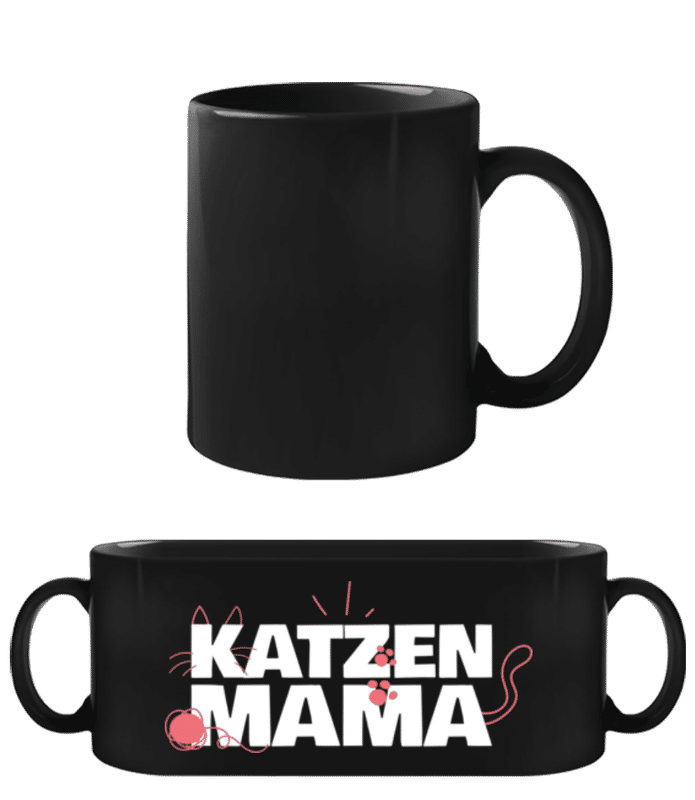 Vorschau: Katzen Mama - Schwarze Tasse - Schwarz - Vorne