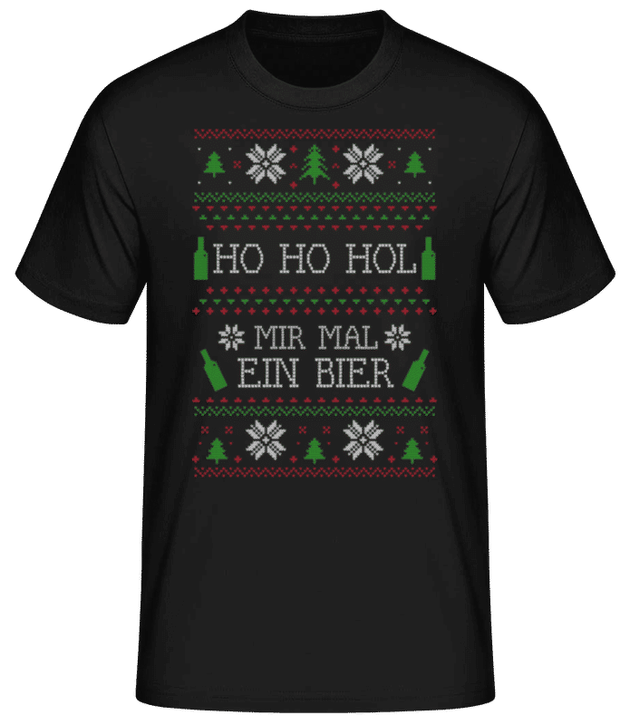 Vorschau: Ho Ho Hol Mir Mal Ein Bier - Männer Basic T-Shirt - Schwarz - Vorne
