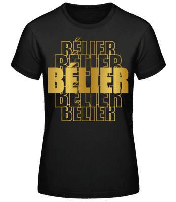 Écriture Doré Astrologique Bélier - T-shirt standard Femme - Noir - Devant