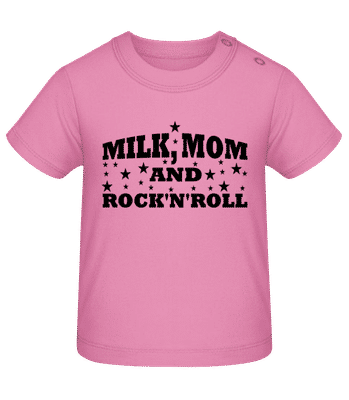 Mlieko Mom a rokenrolu - Tričko pre bábätká - Ružová - Predné