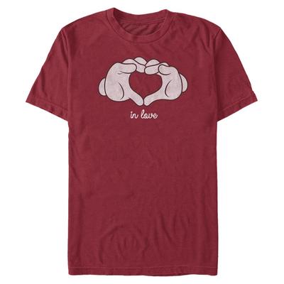 Disney Classics - Ratón Miguelito Miguelín - Mickey Mouse Glove Heart - Día de San Valentín - Hombres Camiseta - Rojo cereza - delante
