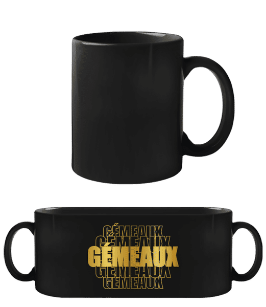 Aperçu: Écriture Doré Astrologique Gémeaux - Tasse Noire - Noir - Devant