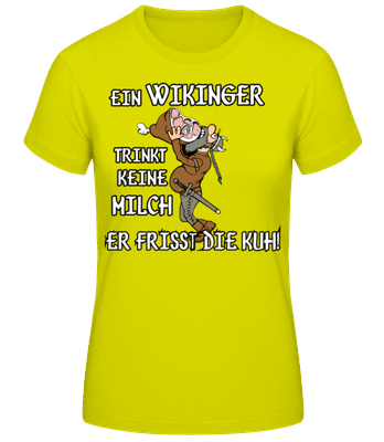 Wikinger Fressen Die Kuh - Frauen T-Shirt B&C - Neon grün - Vorne