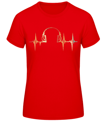 Headphones Heartbeat - Women's Basic T-Shirt - Red - Front