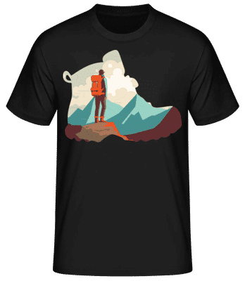 Wander Schuh Silhouette - Männer Basic T-Shirt - Schwarz - Vorne