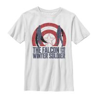 Marvel - Falcon a Winter Soldier - Skupina Shield Sun - Dětské Tričko - Bílá - Napřed