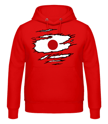 Ripped Flag Japan - Männer Hoodie - Rot - Vorne