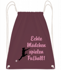 Echte Mädchen Spielen Fußball! - Turnbeutel - Bordeaux - Vorn