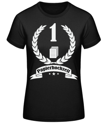 Papierhochzeit - Frauen Basic T-Shirt - Schwarz - Vorne