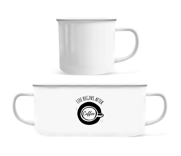 Aperçu: Life Begins After Coffee - Tasse Émaillée - Blanc - Devant