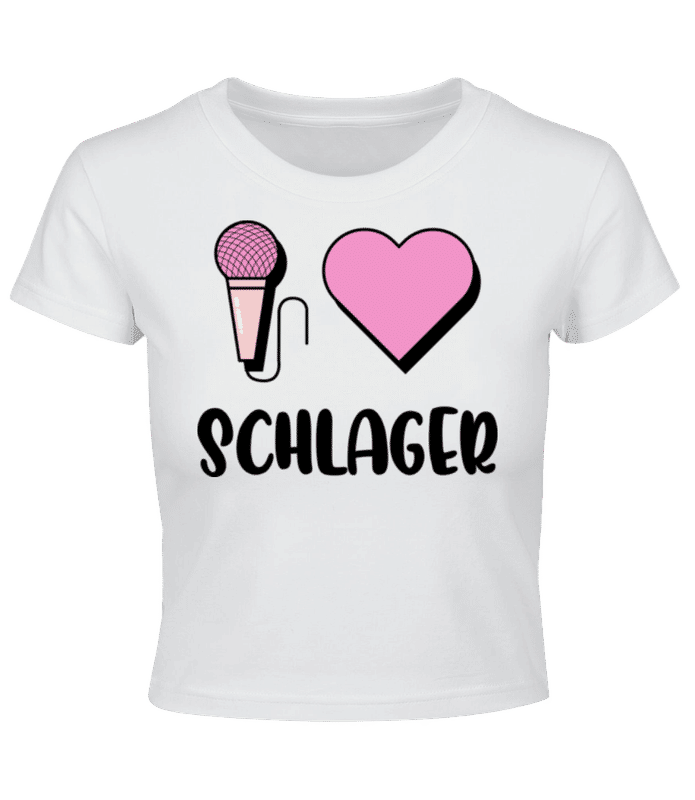 Vorschau: I Love Schlager - Crop T-Shirt - Weiß - Vorne